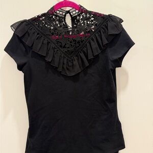 Ted Baker Black Lace Ruffle Blouse